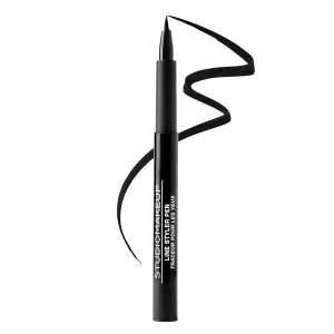STUDIOMAKEUP Line Styler Pen – Smudge Proof & Waterproof Blackest Black Liquid Eyeliner Pen w/ Flexible Felt Tip - Long Lasting Sharp Line Eyeliner Pen Safe For Sensitive Eyes – Blackest Eyeliner Waterproof
