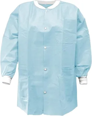 SunLite Ultra 3800 Series Premium Disposable Lab Jackets, Pockets, Knit Collar & Cuffs, Hip Length, 10 Pack