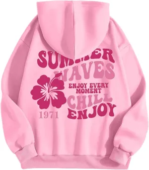 Sweatshirts For Teen Girls Long Sleeve Letter Print Casual Graphic Hoodies Drawstring Pullover Oversized Hoodies