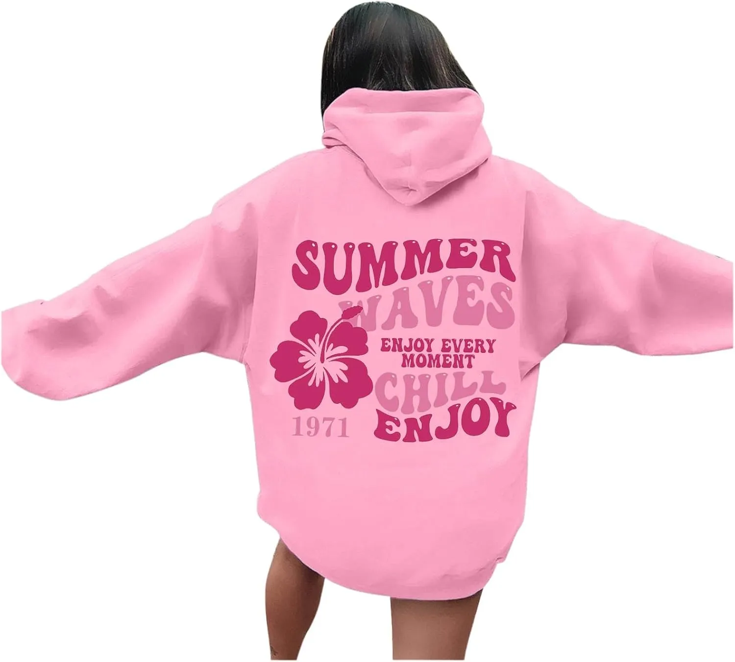 Sweatshirts For Teen Girls Long Sleeve Letter Print Casual Graphic Hoodies Drawstring Pullover Oversized Hoodies