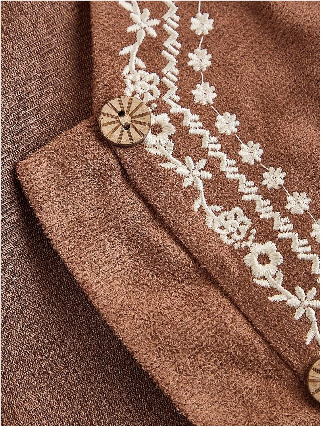 SweatyRocks Women's Fringe Sleeveless Vest Floral Embroidered 70s Hippie Crop Jacket Cardigan
