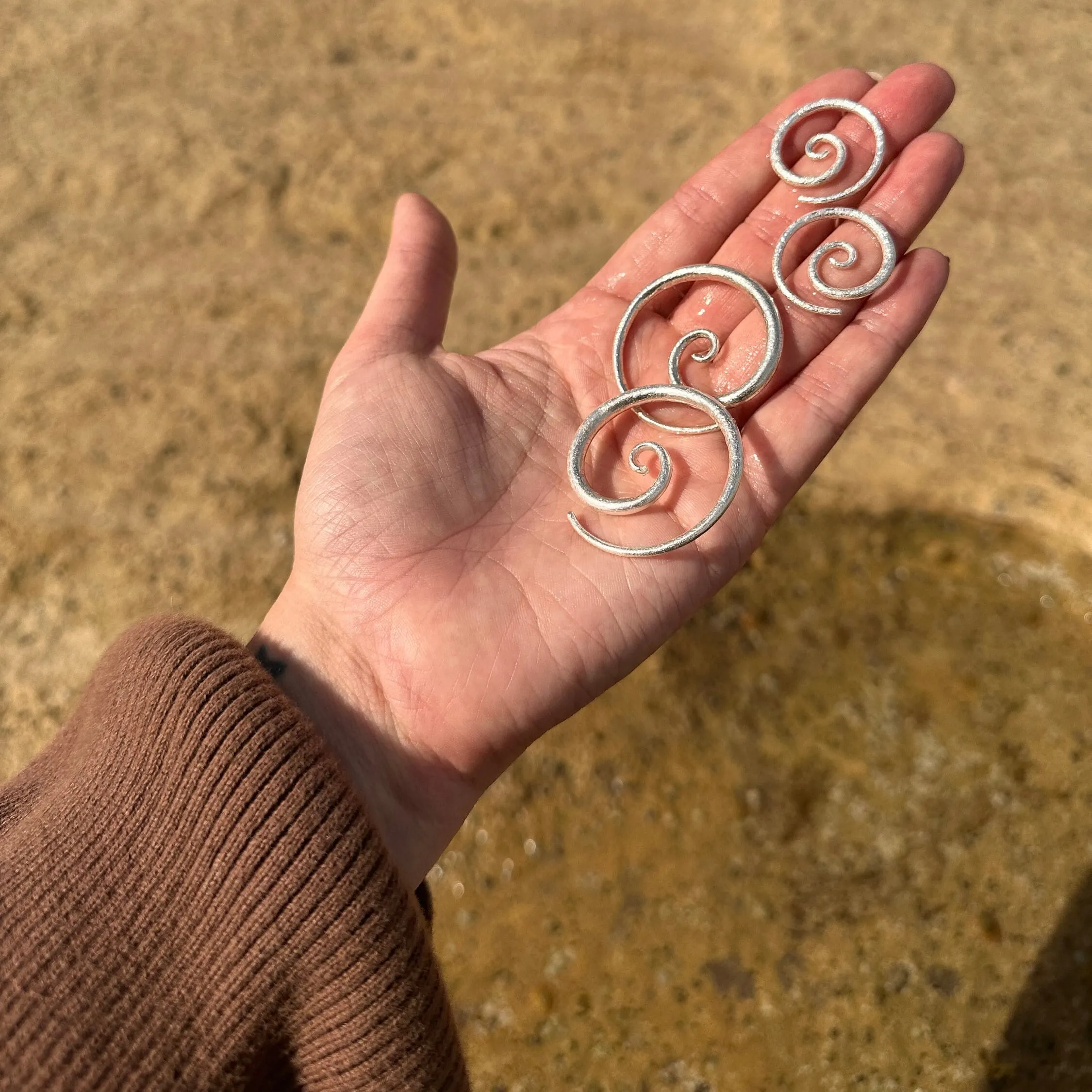 Swirl Silver Earrings Medium