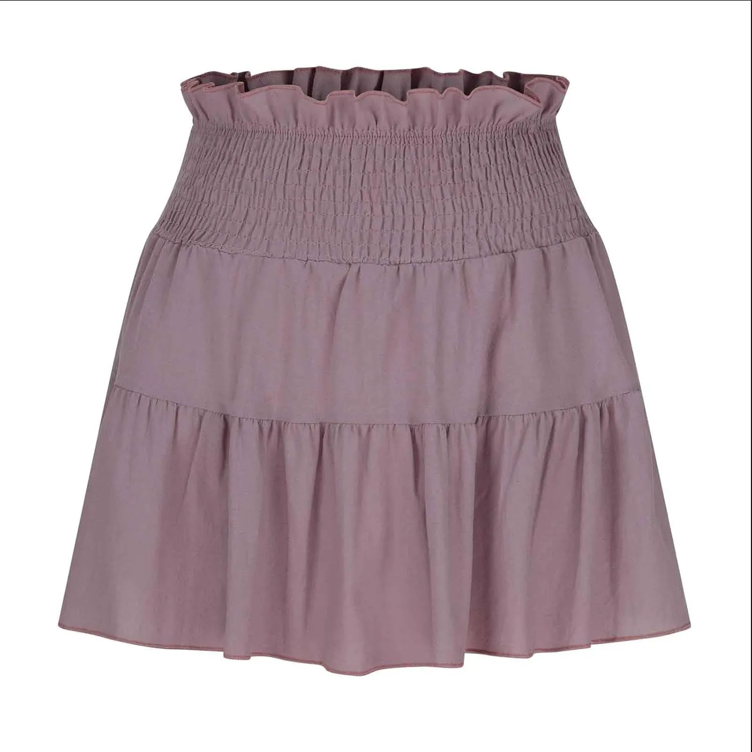 TANGNADE Women's Skirts Above The Knee Length Summer Cute High Waist Ruffle Smocked Swing Beach Mini Skirt Travel Clothes