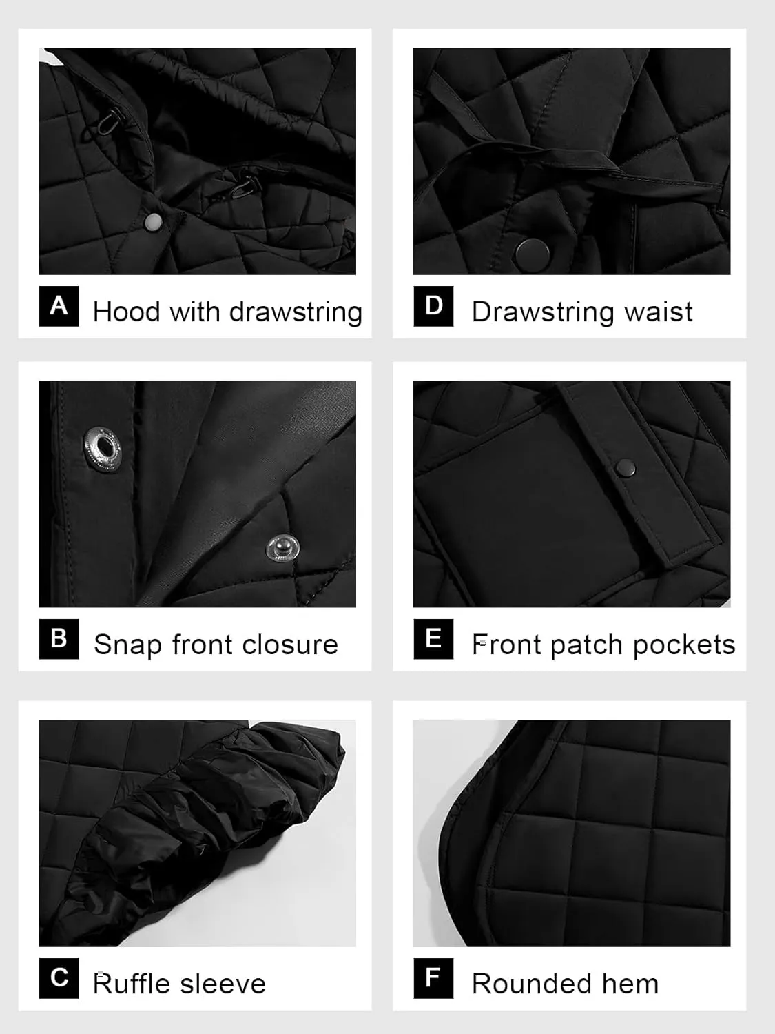 Tankaneo Womens Long Puffer Vests Fashion Ruffle Sleeve Quilted Gilet Coats Winter Hooded Down Jacket Vest