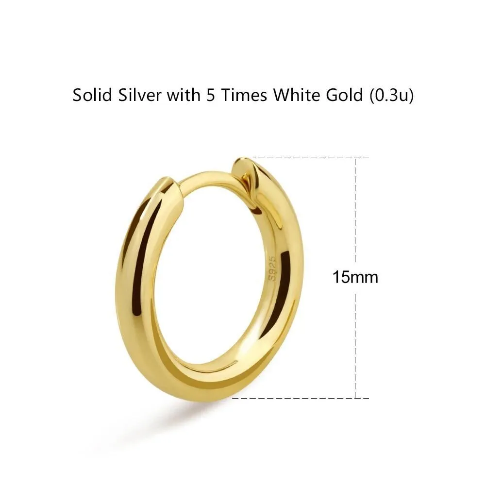 The Gold Eclipse® - 925 Sterling Silver Hoop Earrings in 14K Gold