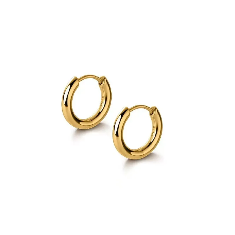 The Gold Eclipse® - 925 Sterling Silver Hoop Earrings in 14K Gold