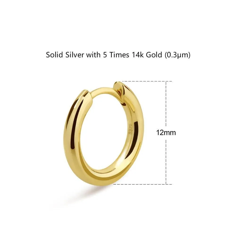 The Gold Eclipse® - 925 Sterling Silver Hoop Earrings in 14K Gold