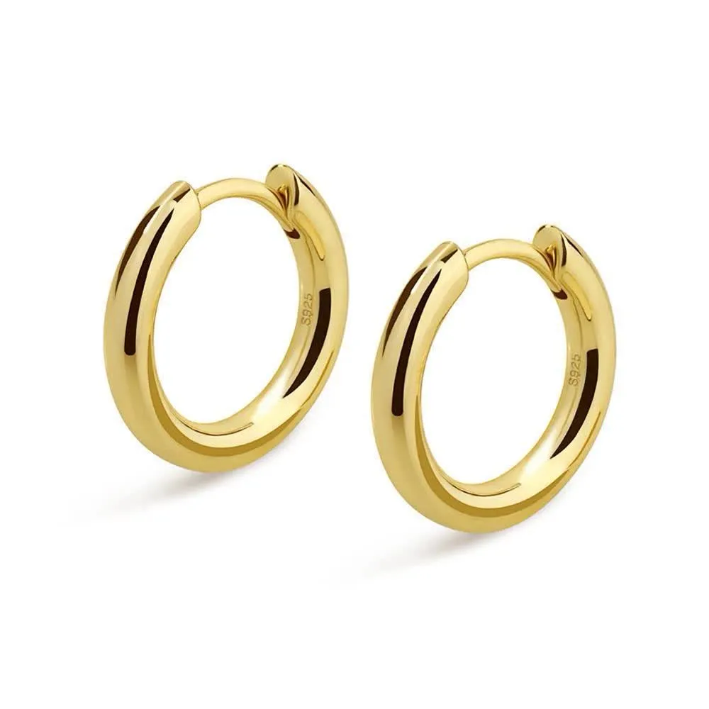The Gold Eclipse® - 925 Sterling Silver Hoop Earrings in 14K Gold