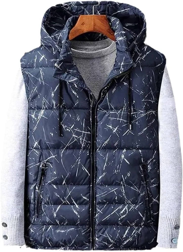 Thick Warm Winter Men Vests Geometric Outwear Cotton-Padded Out Door Waistcoat Plus Size