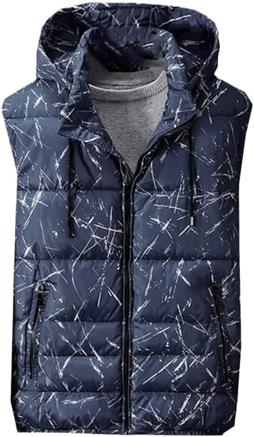 Thick Warm Winter Men Vests Geometric Outwear Cotton-Padded Out Door Waistcoat Plus Size