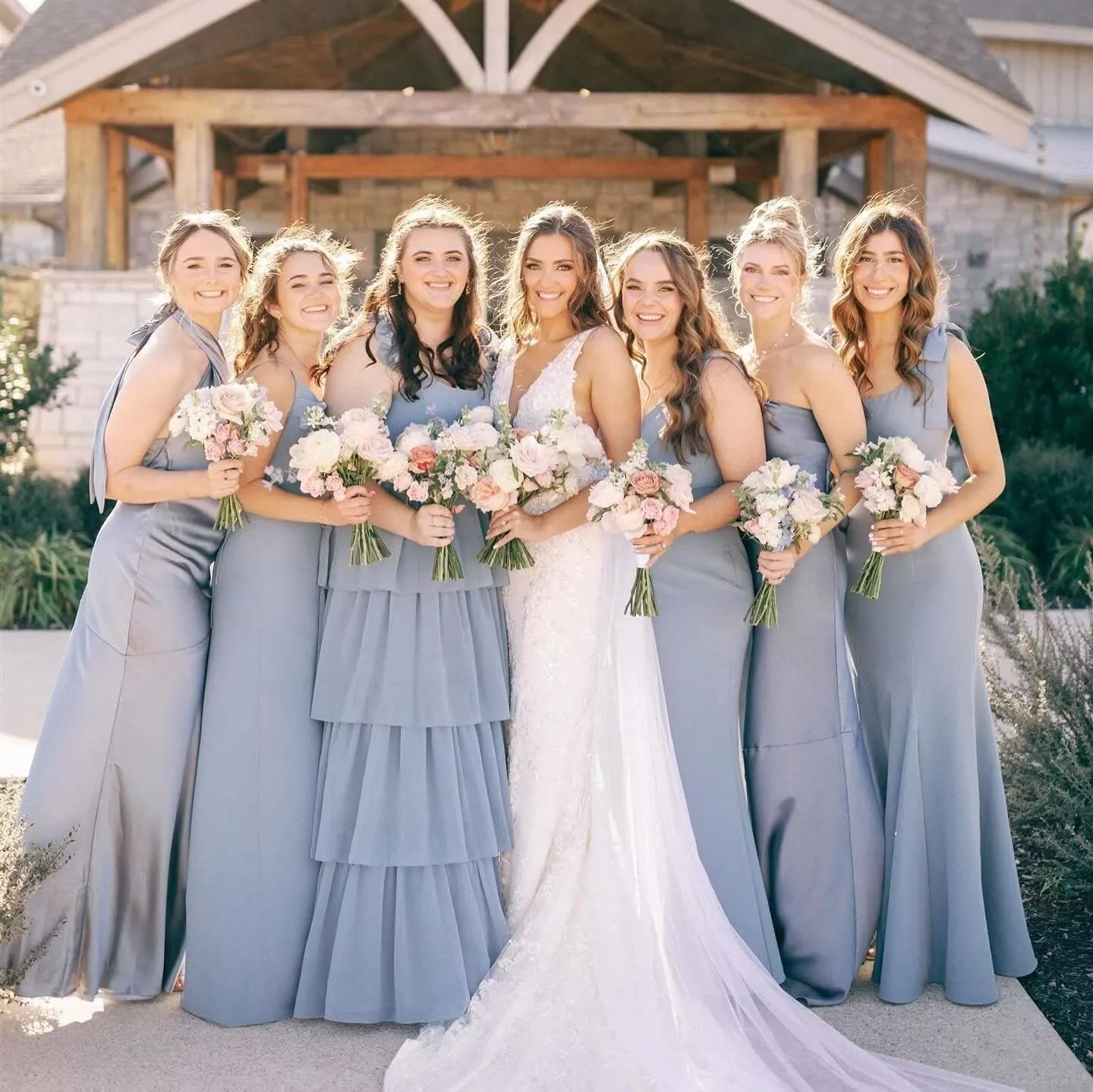Tiered Bridesmaid Dresses for Women 2025 Chiffon Ruffles Formal Dresses with Slit IMC073