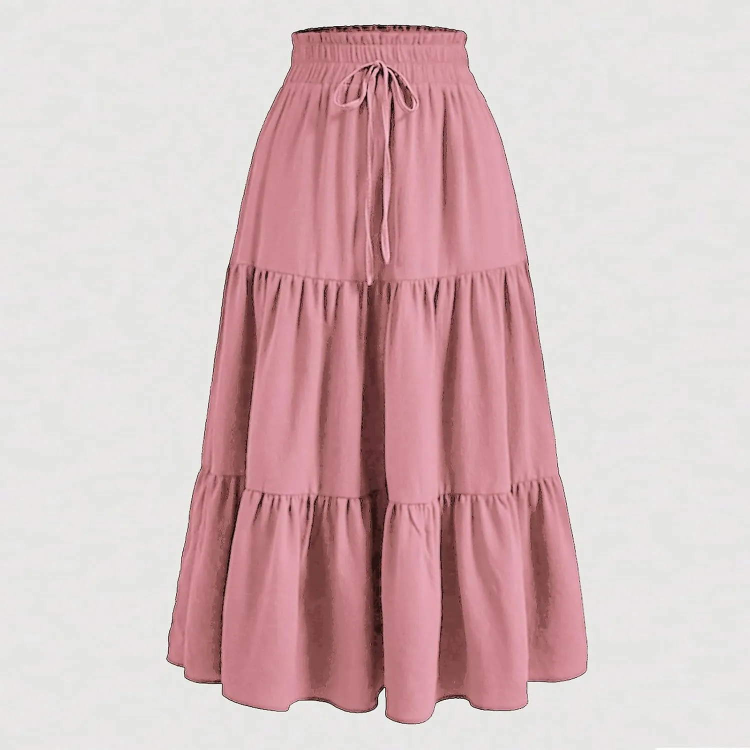 Tiered Maxi Skirts for Women Comfy Ruffle Hem Flowy Swing Elastic High Waisted Long Skorts Summer Cover Ups