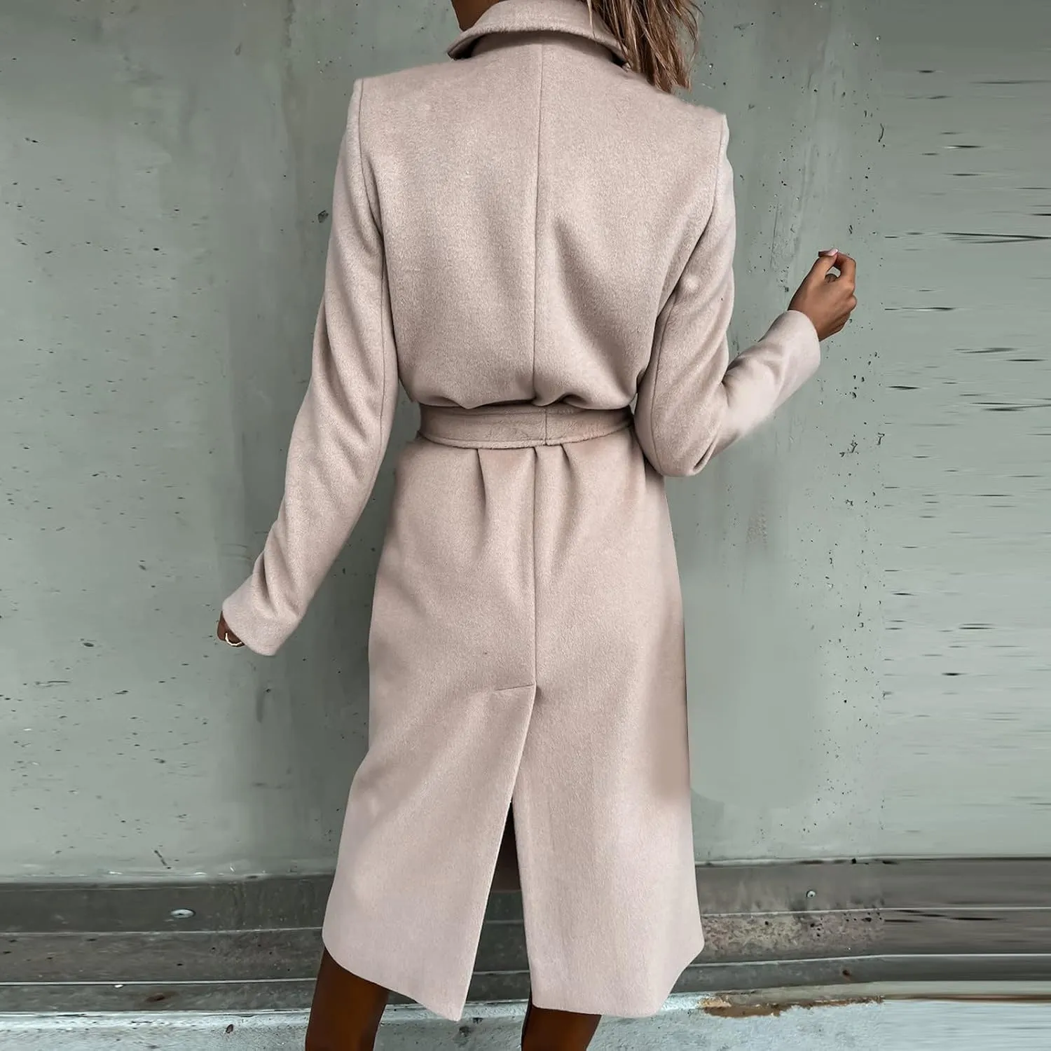 TIMIFIS Trench Coat for Women 2024 Plus Size Long Wool Jackets Winter Warm Overcoats Casual Open Front Cardigan with Belt