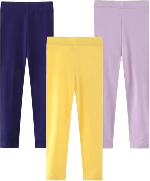 Toddler Girls Cotton Leggings 3-Pack Little Girl Stretchy Leggings Trousers for Kids Spring and Autumn 2-7T