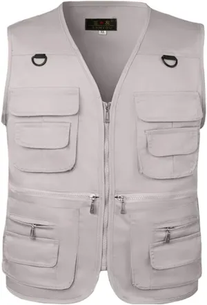 TOLOER Men's Summer Fishing Vest Multi Pockets Casual Vests Waterproof Quick Dry Outdoor Mountain Photography