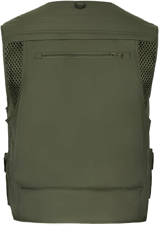 TOLOER Men's Summer Fishing Vest Multi Pockets Casual Vests Waterproof Quick Dry Outdoor Mountain Photography