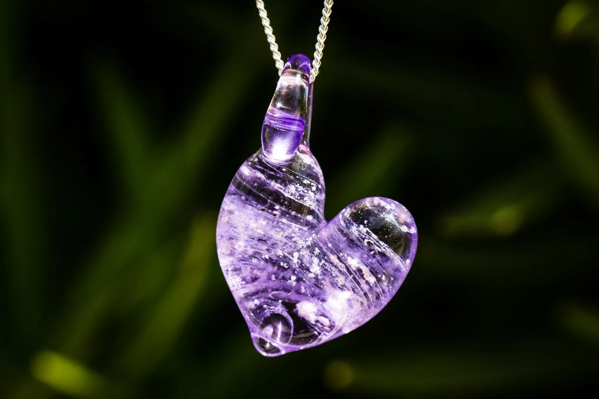Translucent Heart Pendant with Cremation Ashes