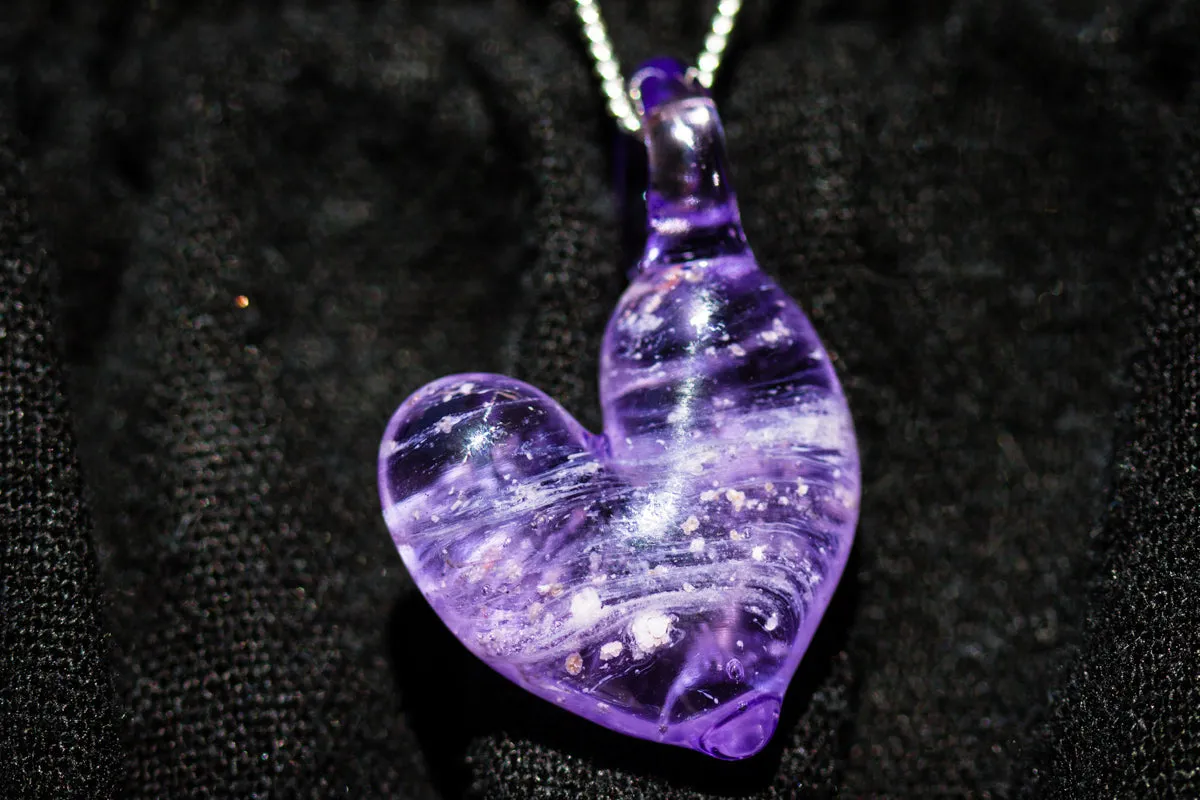 Translucent Heart Pendant with Cremation Ashes