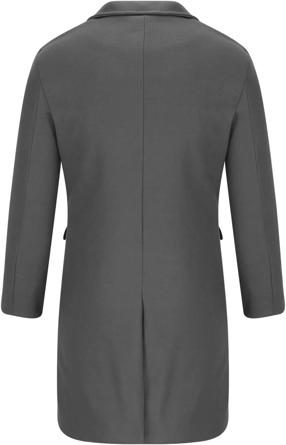 Trench Coat for Men Fashion Wool Blends Single Breasted Notched Collar Pea Coat Cotton-Padded Slim Fit Coat for Winter