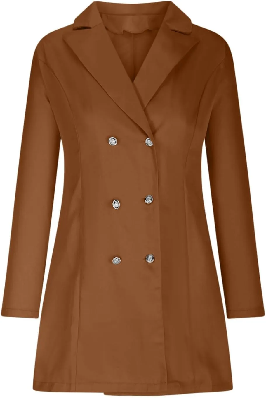 Trench Coat Women 2024 Winter Wool Blend Pea Coats Double-Breasted Long Sleeve Work Office Overcoat with Pocket