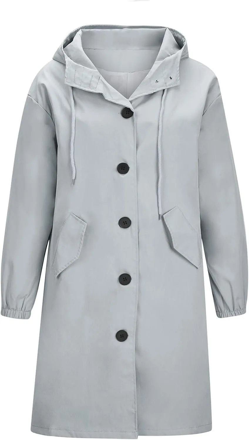Trench Coats Women Plus Size Rain Jacket Long Anorak Jackets Oversized Hooded Waterproof Windbreaker Button Outerwear