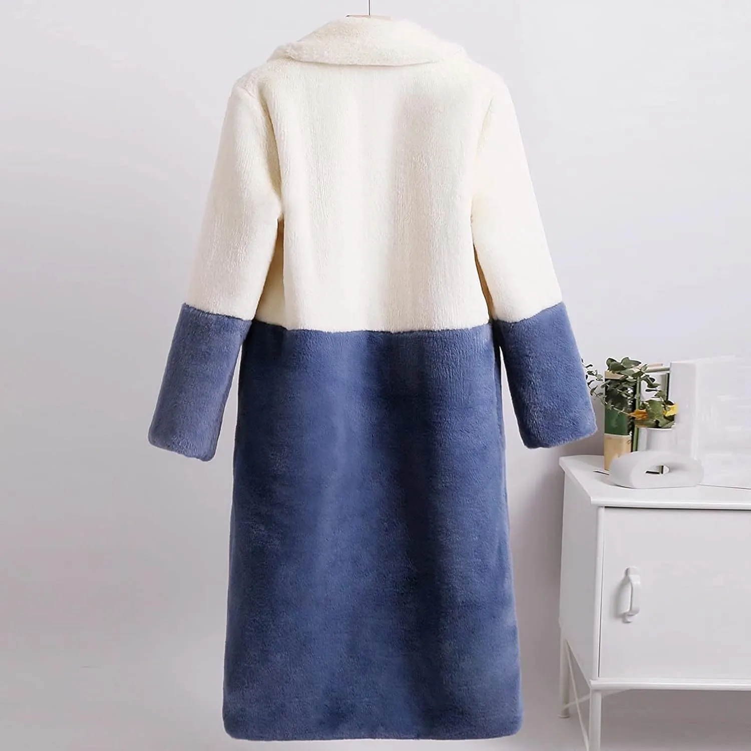tuduoms Winter Long Coats for Womens Plus Size Faux Fur Sherpa Long Jacket Cotton Padded Overcoat Thickened Fleece Outwear