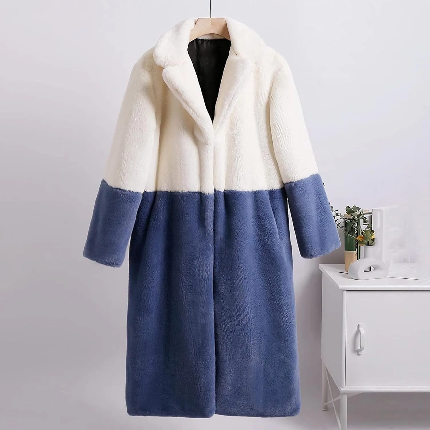 tuduoms Winter Long Coats for Womens Plus Size Faux Fur Sherpa Long Jacket Cotton Padded Overcoat Thickened Fleece Outwear
