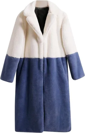 tuduoms Winter Long Coats for Womens Plus Size Faux Fur Sherpa Long Jacket Cotton Padded Overcoat Thickened Fleece Outwear
