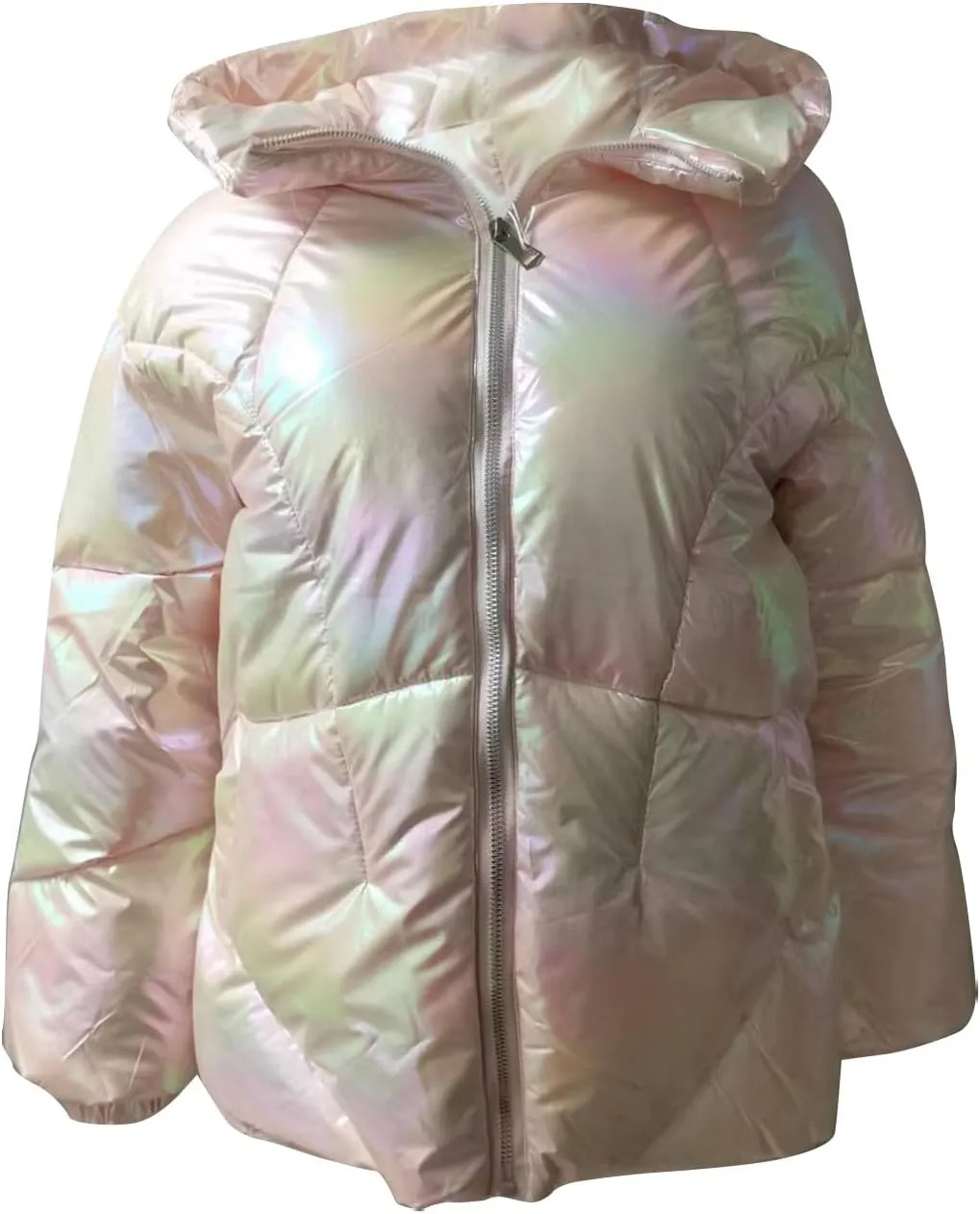 Uillui Puffer Down Jacket for Women Baggy Lightweight Bread Coat Fashion Glossy Cotton-Padded Jacket Hooded Short Down Coats