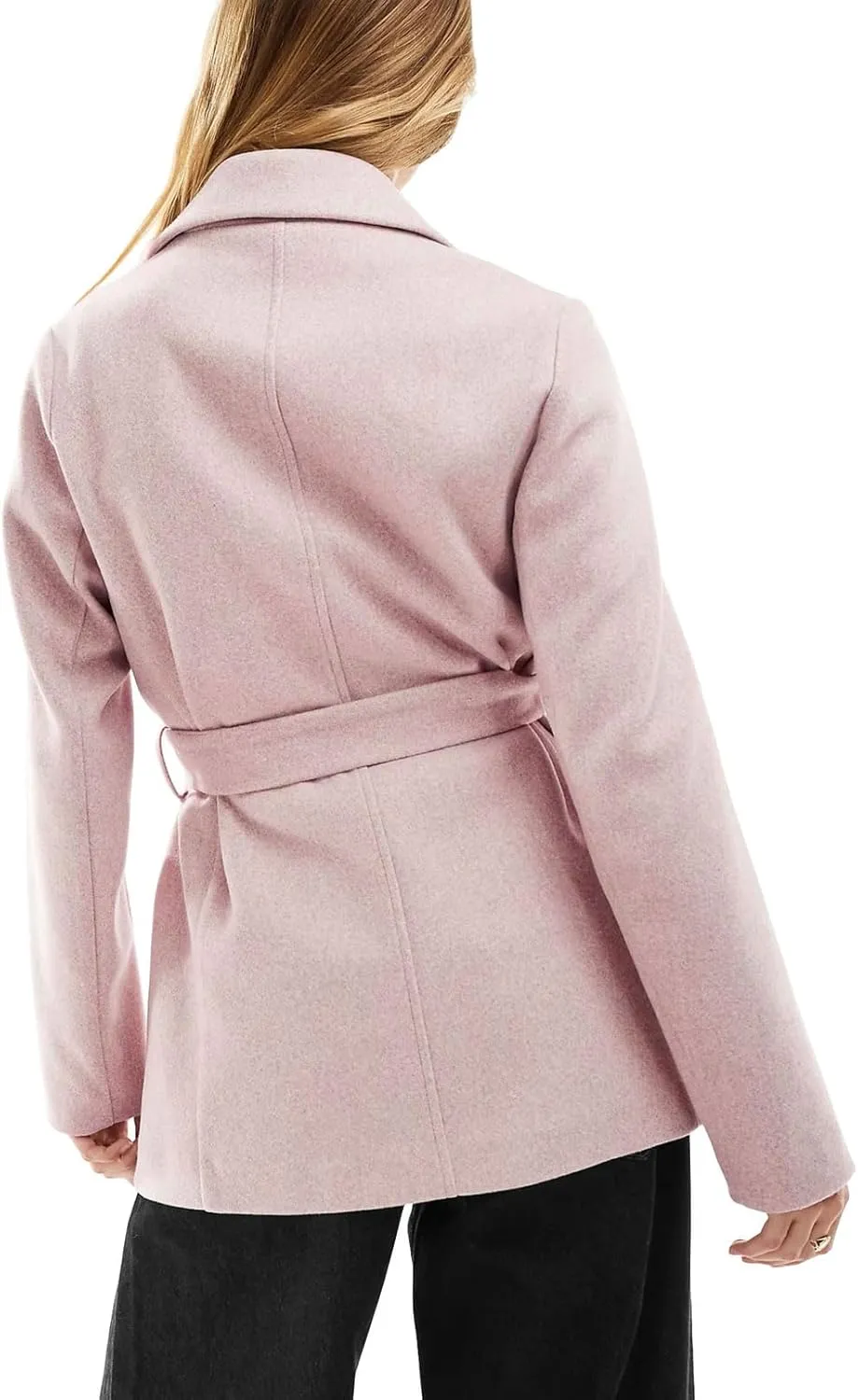 utcoco Women Fashion Belted Wool Trench Coat Notched Lapel Pea Coats Winter Warm Jackets with Pockets