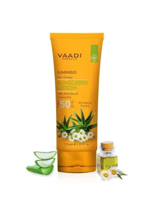 Vaadi Organics Organic Sunscreen Lotion SPF 50 with Aloe Vera & Chamomile - Non Greasy