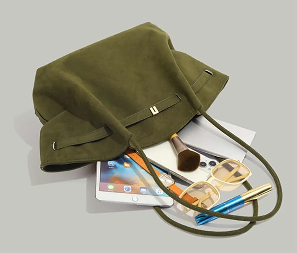 Vintage Unique Frosted Suede Handbag with Pleated Dumpling Shape - Fashionable Commuter Tote Bag for Women