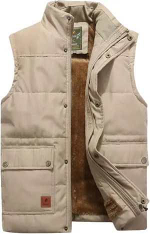 VtuAOL Men's Outerwear Vest for Men Winter Puffer Vests Fleece Lined Outdoor Warm Sleeveless Jackets