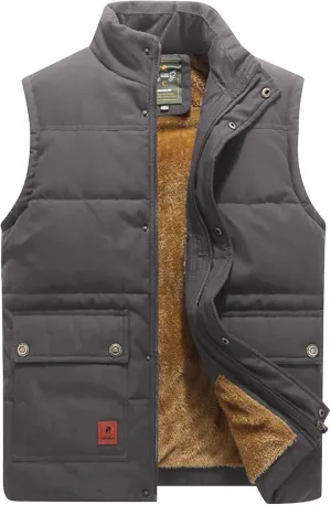 VtuAOL Men's Outerwear Vest for Men Winter Puffer Vests Fleece Lined Outdoor Warm Sleeveless Jackets