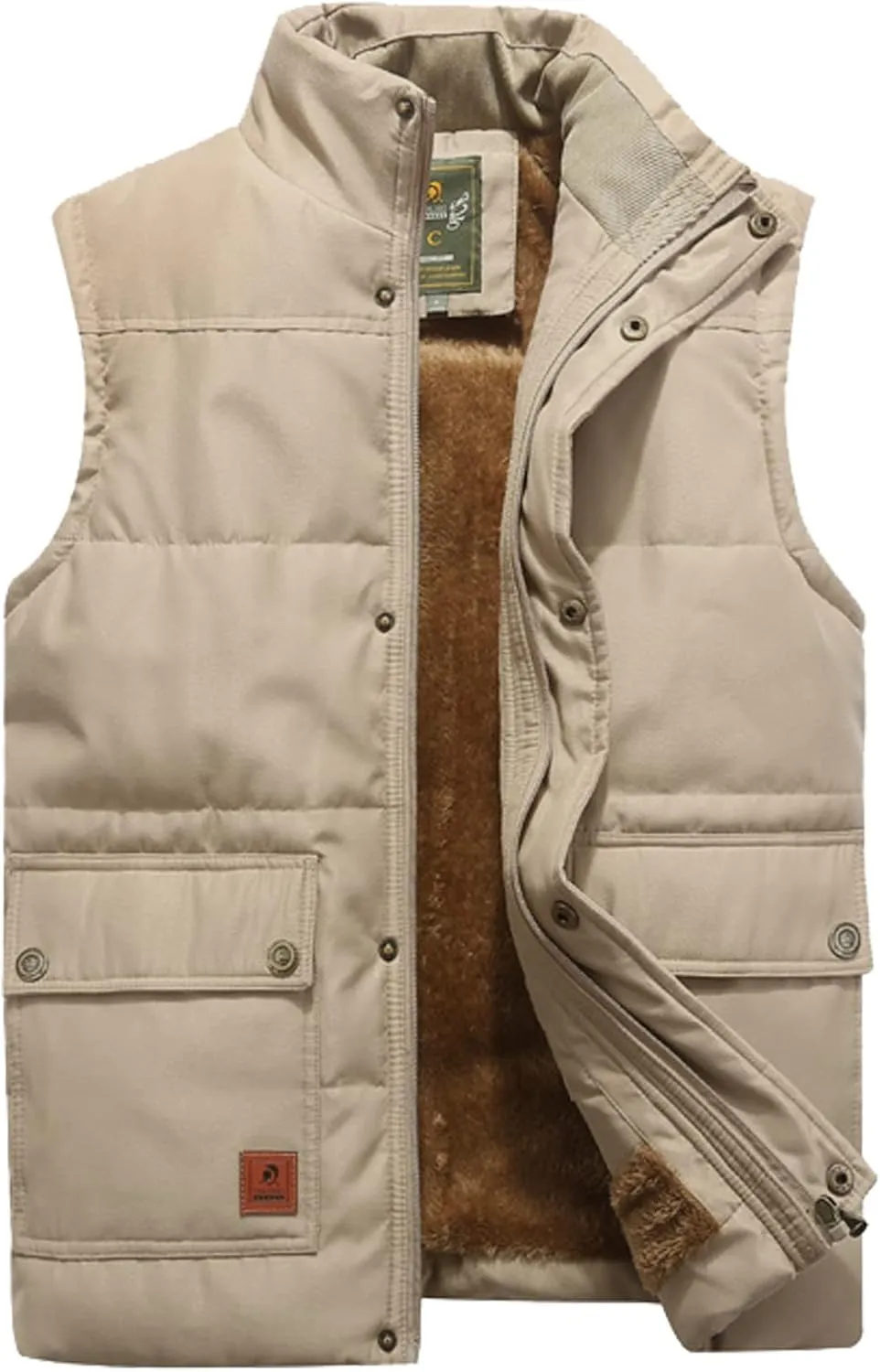 VtuAOL Men's Outerwear Vest for Men Winter Puffer Vests Fleece Lined Outdoor Warm Sleeveless Jackets