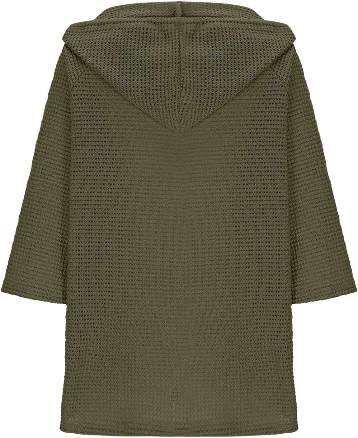 Waffle Knit Tops for Women Loose Fit 3/4 Sleeve Henley V Neck T Shirts Casual Spring Knitted Lightweight Tunic Hoodie