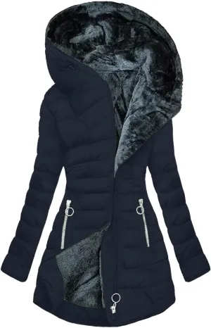 Warm Winter Coats For Women 2023 Trendy Sherpa Fleece Lined Hooded Jackets Thicken Quilted Puffer Coat Slim Fit