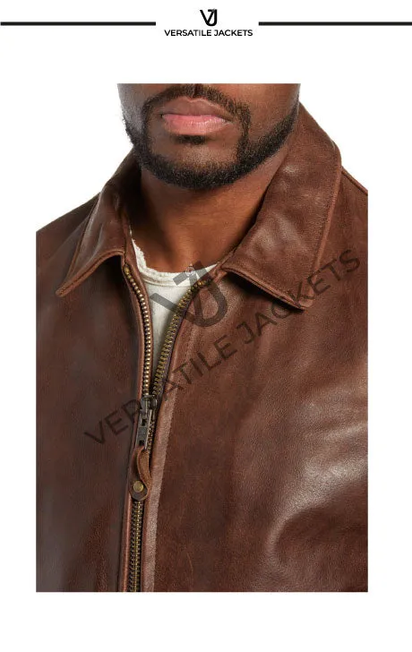 Waxed Naked Buffalo Leather Delivery Jacket