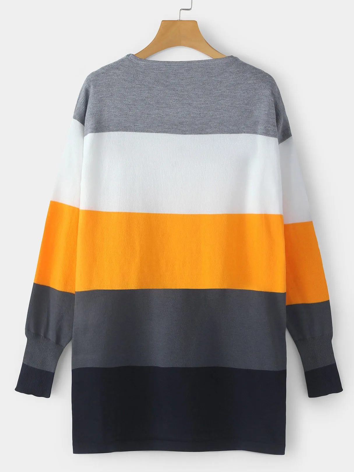 Wholesale Round Neck Stripe Side Pockets Long Sleeve T-Shirts