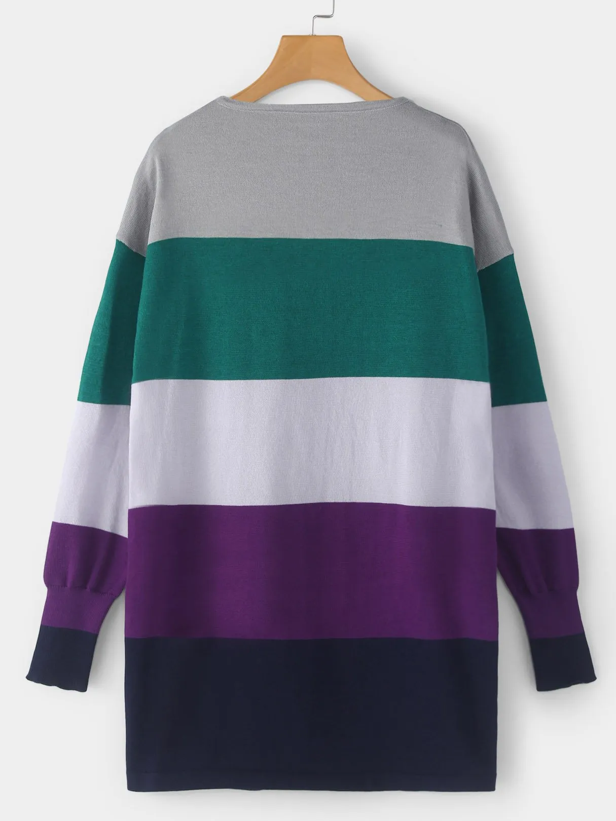 Wholesale Round Neck Stripe Side Pockets Long Sleeve T-Shirts