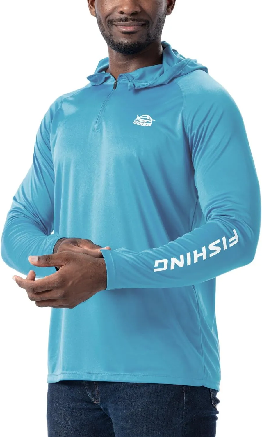 Willit Men's UPF 50  Sun Hoodie Fishing Shirt Half Zip Long Sleeve SPF Hiking Shirt Lightweight