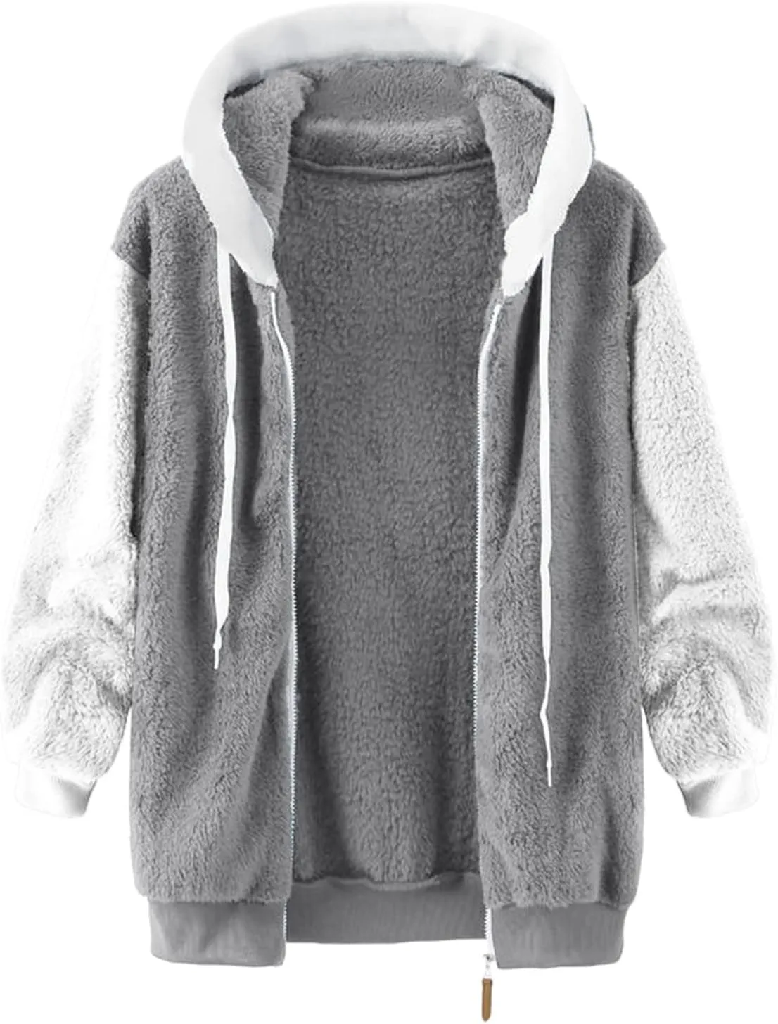 Winter Coats for Women Plus Size Fleece Hooded Jacket Long Sleeve Sherpa Jacket Full Zip Hoodies Winter Clothes
