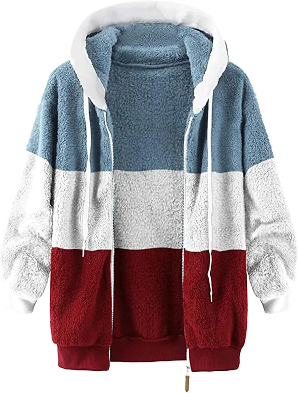 Winter Coats for Women Plus Size Fleece Hooded Jacket Long Sleeve Sherpa Jacket Full Zip Hoodies Winter Clothes