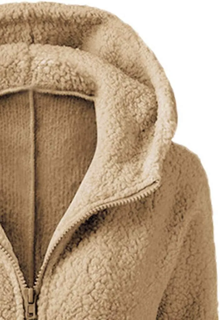 Winter Coats for Women Zip Up Fleece Lined Sherpa Jacket Warm Plush Hooded Jackets Trendy Y2K Teddy Fuzzy Outerwear