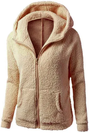 Winter Coats for Women Zip Up Fleece Lined Sherpa Jacket Warm Plush Hooded Jackets Trendy Y2K Teddy Fuzzy Outerwear