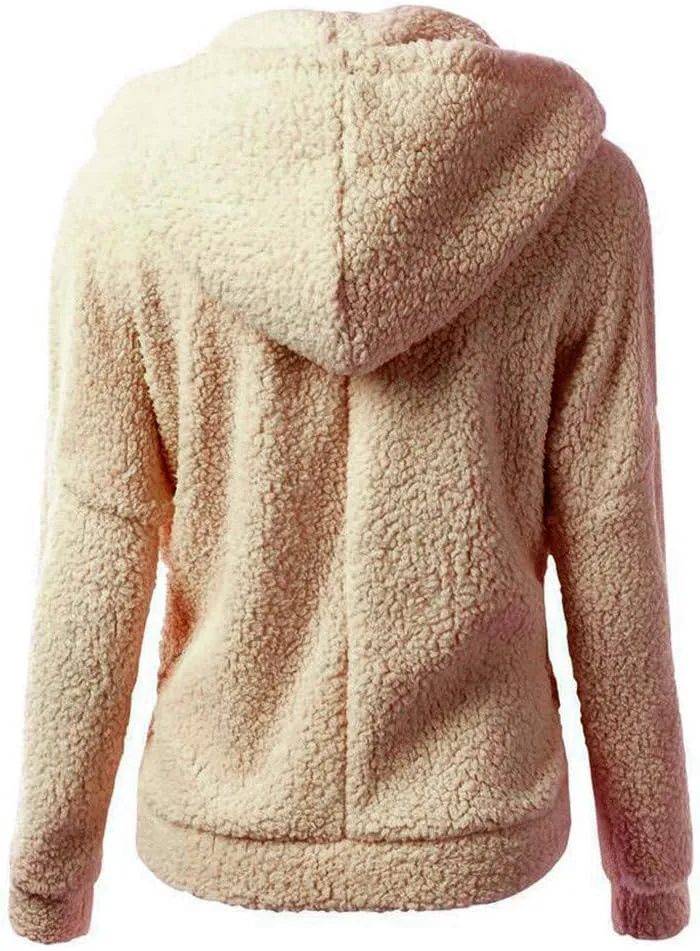 Winter Coats for Women Zip Up Fleece Lined Sherpa Jacket Warm Plush Hooded Jackets Trendy Y2K Teddy Fuzzy Outerwear