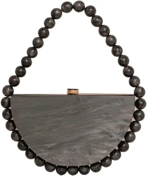 Women Acrylic Evening Clutch Purse Half Round Handbag for Wedding Party Cocktail Stylish Pearl Chain Evening Bag