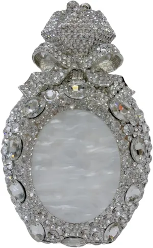 Women Elegant Crystal Perfume Bottle Evening Bag Glitter Gemstone Bowknot Clutch Purse for Family Gathering Cocktail