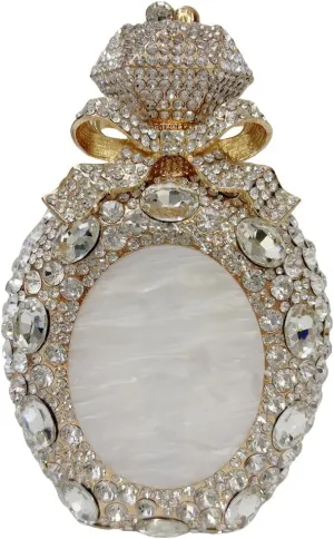 Women Elegant Crystal Perfume Bottle Evening Bag Glitter Gemstone Bowknot Clutch Purse for Family Gathering Cocktail
