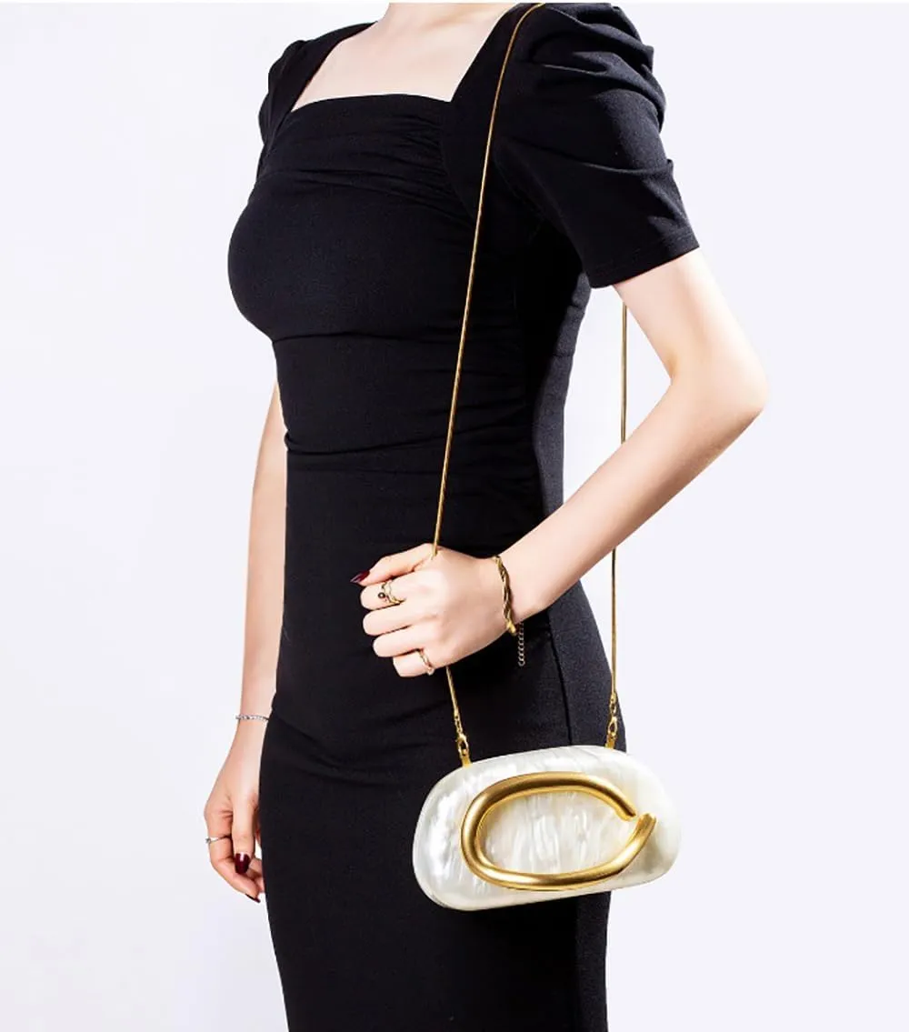 Women Metal Handle Evening Bag Acrylic Clutch Handbags Trendy Y2K Crossbody Bag For Women Elegant Wedding Party handbag